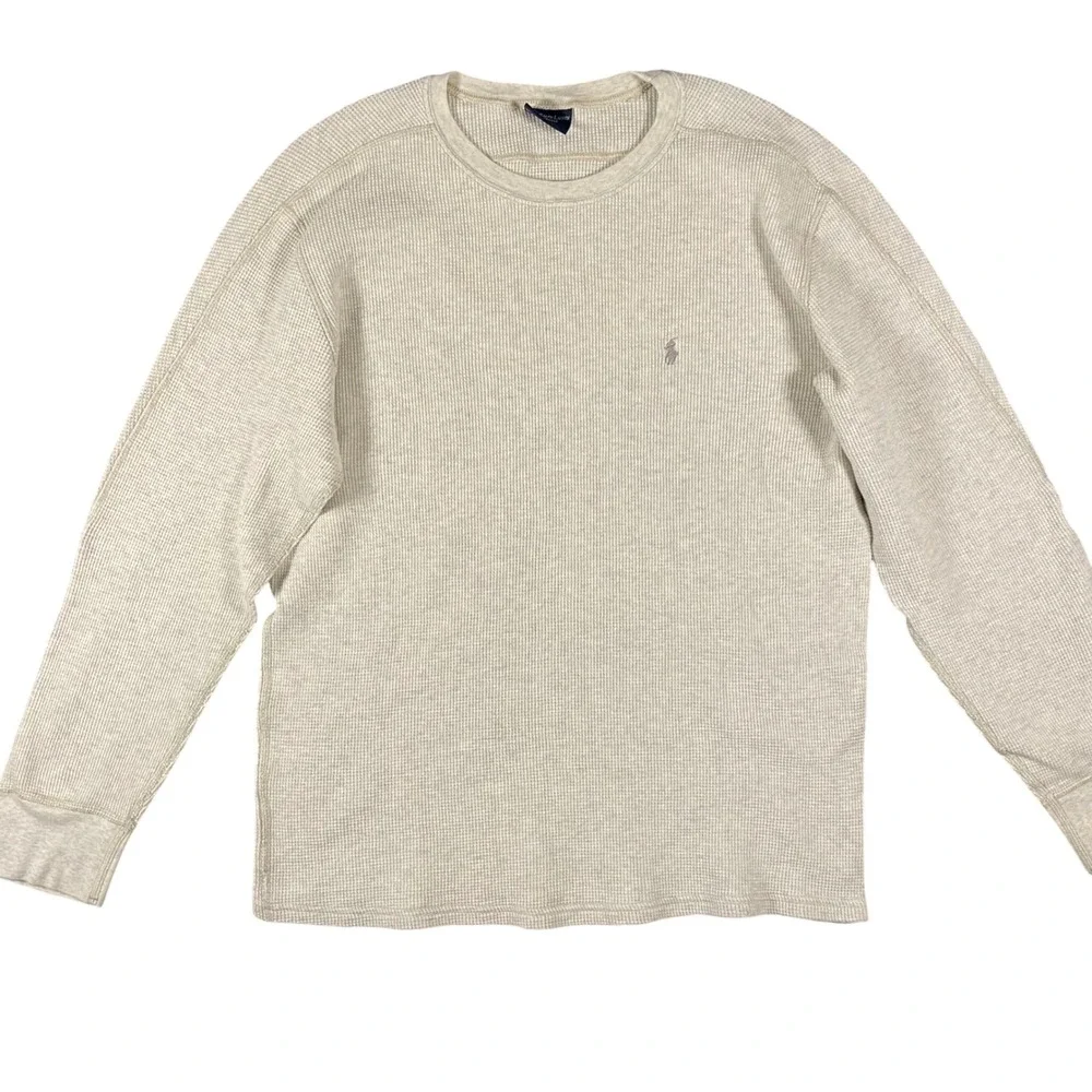 Polo Ralph Lauren Men Size XL Waffle Knit Sleepwear Thermal Top Cream Loungewear